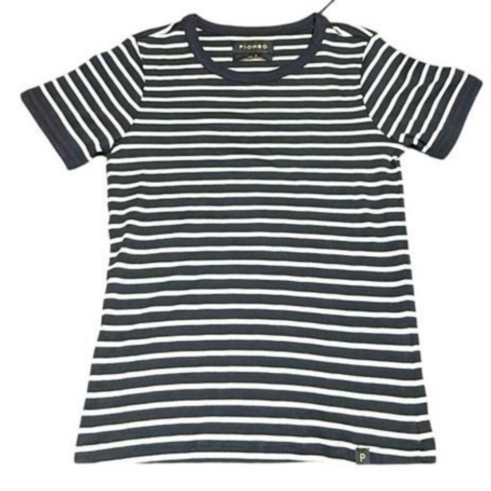 Piombo Blue White Striped Cotton Tee Shirt Women Small NWT